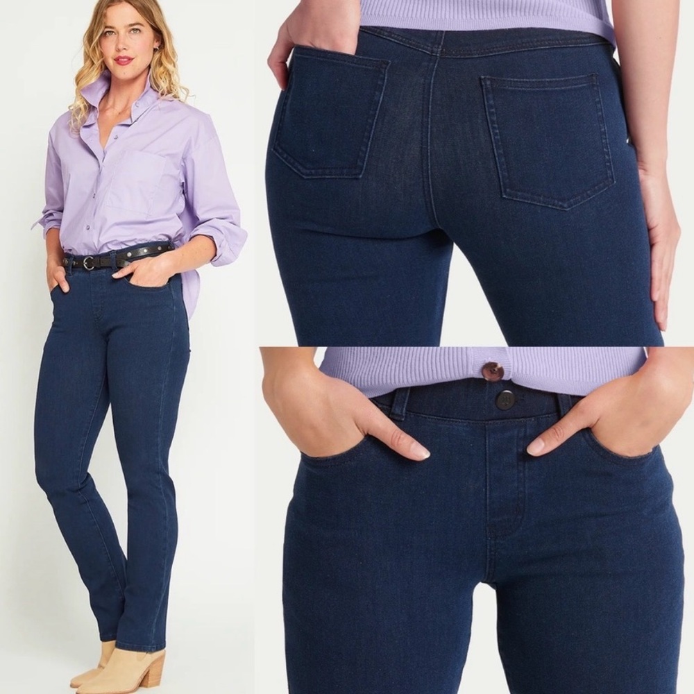 Lot of 3 Betabrand Straight-Leg Jeans in Navy, Black, Gray - Picture 6 of 8